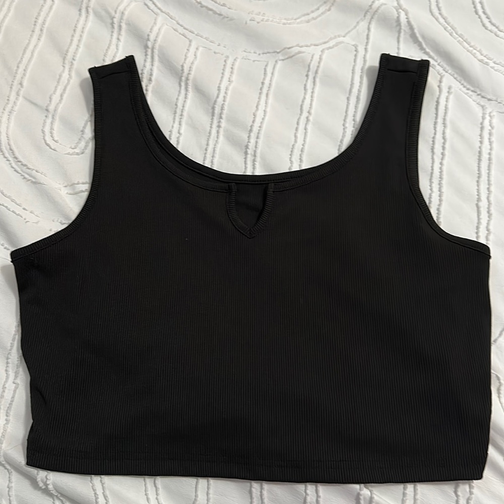 black basic top with a little v cut
